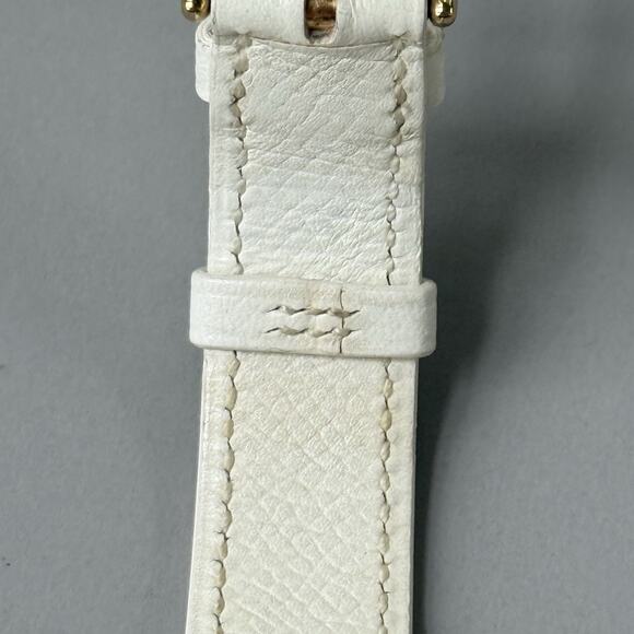 Hermes Heure H Watch 25mm Small Model Gold Epsom White Leather Working main image 13